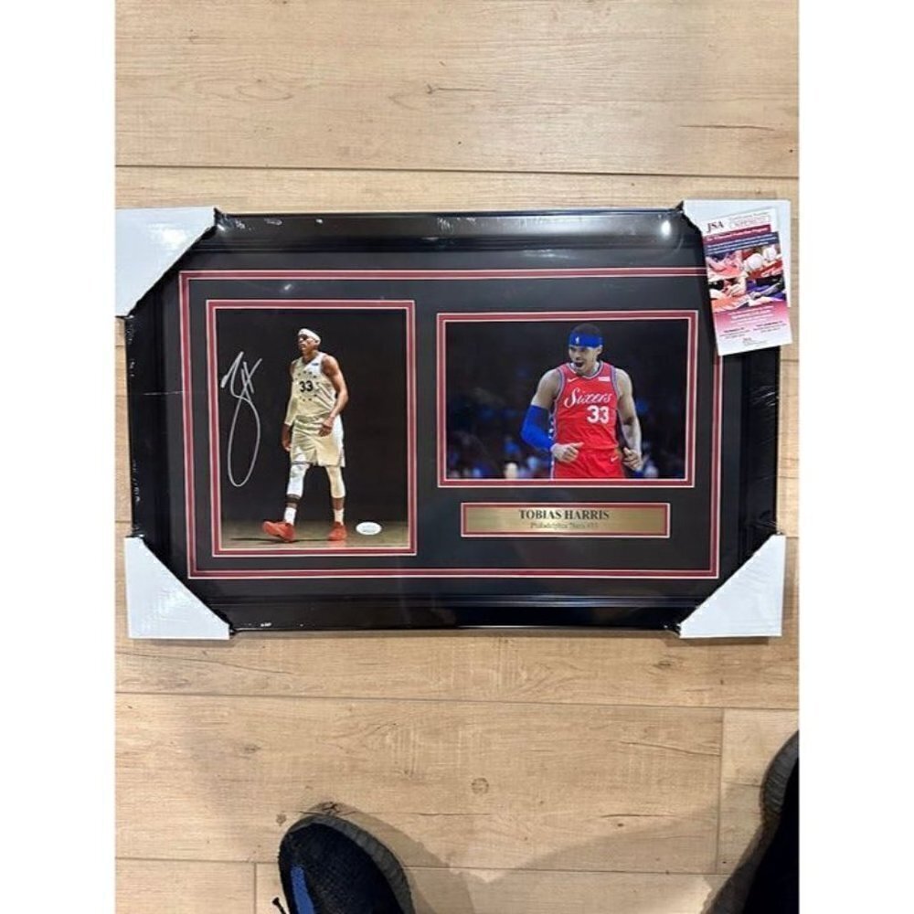 Tobias Harris signed autographed Philadelphia 76ers 8x10 photo collage frame JSA